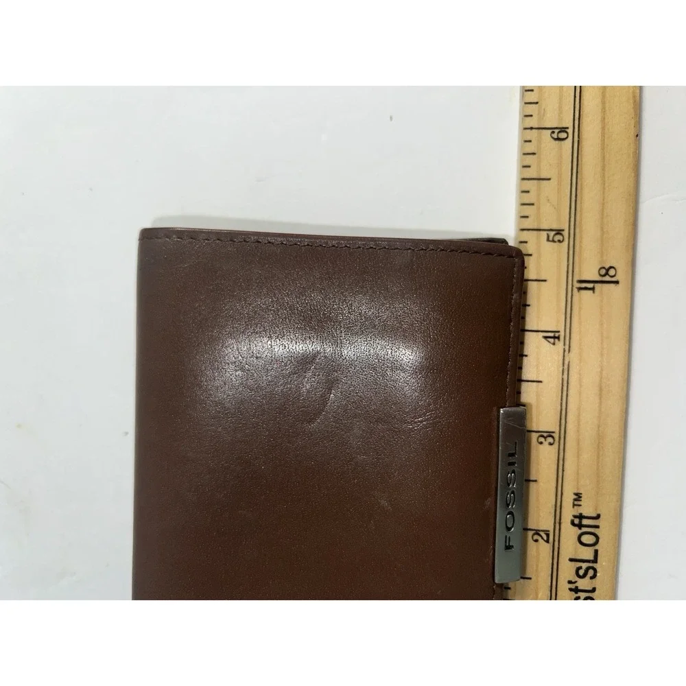 Fossil Mens Credit Card‎ Holder Wallet Brown Leather Bifold